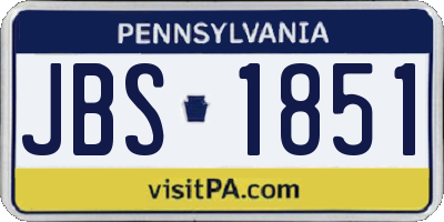 PA license plate JBS1851
