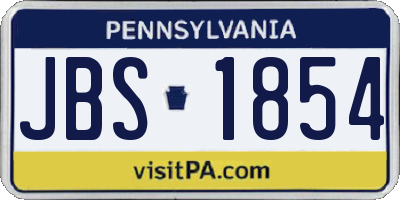 PA license plate JBS1854