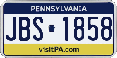 PA license plate JBS1858