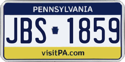 PA license plate JBS1859