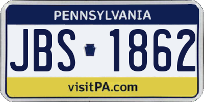 PA license plate JBS1862