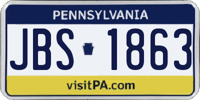 PA license plate JBS1863