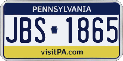 PA license plate JBS1865