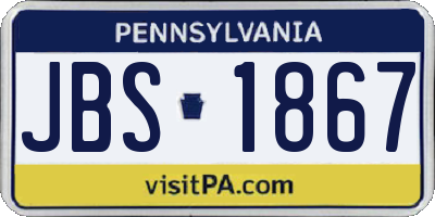 PA license plate JBS1867