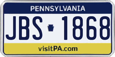 PA license plate JBS1868