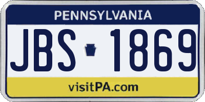 PA license plate JBS1869