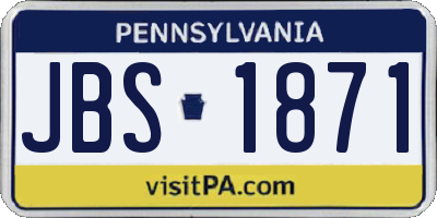 PA license plate JBS1871
