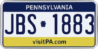 PA license plate JBS1883