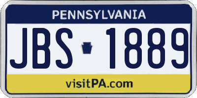PA license plate JBS1889