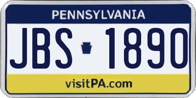 PA license plate JBS1890