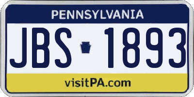 PA license plate JBS1893