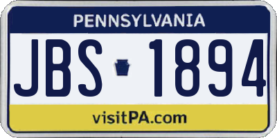 PA license plate JBS1894