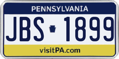 PA license plate JBS1899