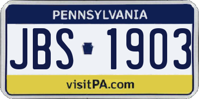 PA license plate JBS1903
