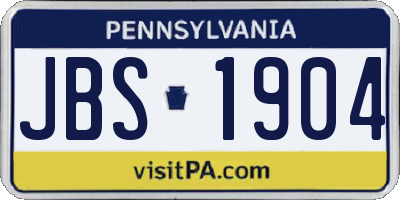 PA license plate JBS1904