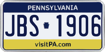 PA license plate JBS1906