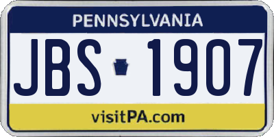 PA license plate JBS1907