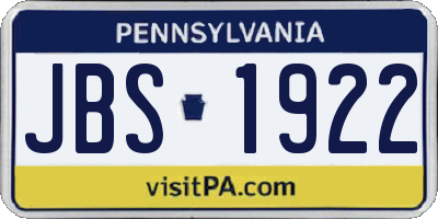 PA license plate JBS1922
