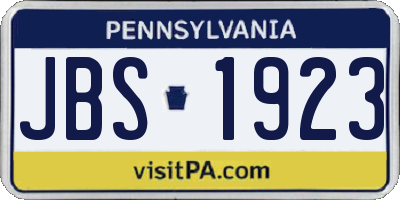 PA license plate JBS1923