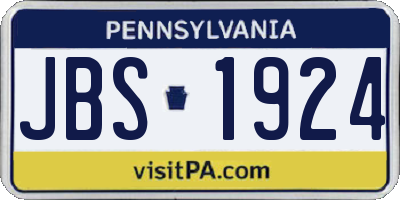 PA license plate JBS1924