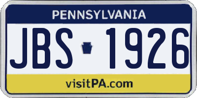 PA license plate JBS1926