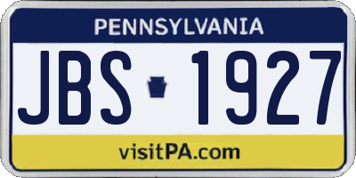 PA license plate JBS1927