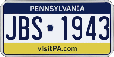 PA license plate JBS1943