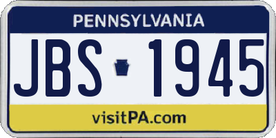 PA license plate JBS1945