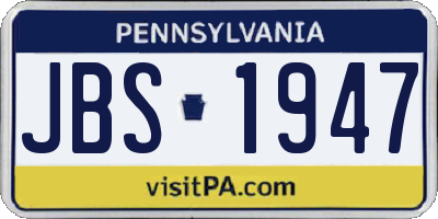 PA license plate JBS1947