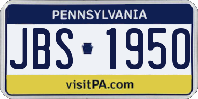 PA license plate JBS1950