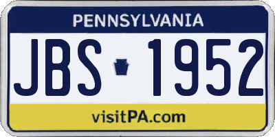 PA license plate JBS1952