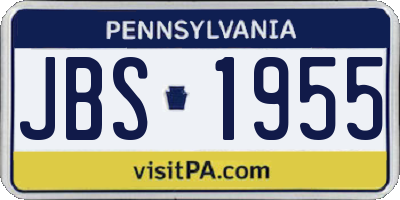 PA license plate JBS1955