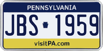PA license plate JBS1959