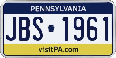 PA license plate JBS1961