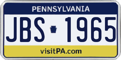 PA license plate JBS1965