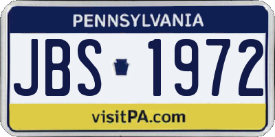 PA license plate JBS1972