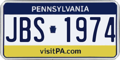 PA license plate JBS1974