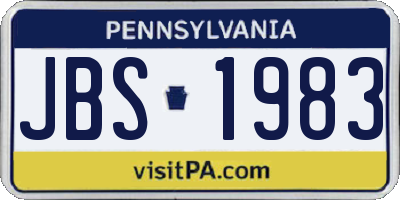 PA license plate JBS1983