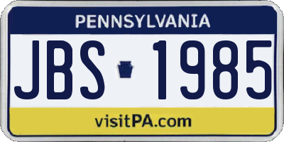 PA license plate JBS1985