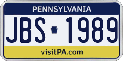 PA license plate JBS1989