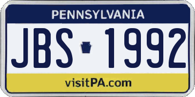 PA license plate JBS1992