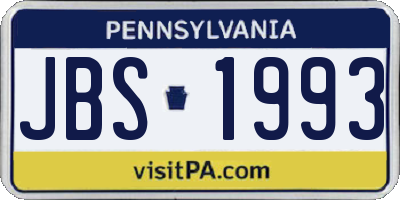 PA license plate JBS1993
