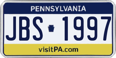 PA license plate JBS1997