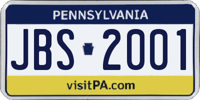 PA license plate JBS2001
