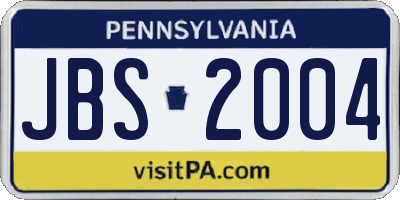 PA license plate JBS2004