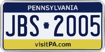 PA license plate JBS2005