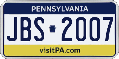 PA license plate JBS2007