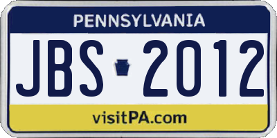 PA license plate JBS2012