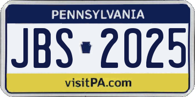 PA license plate JBS2025