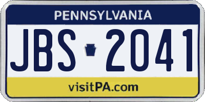 PA license plate JBS2041